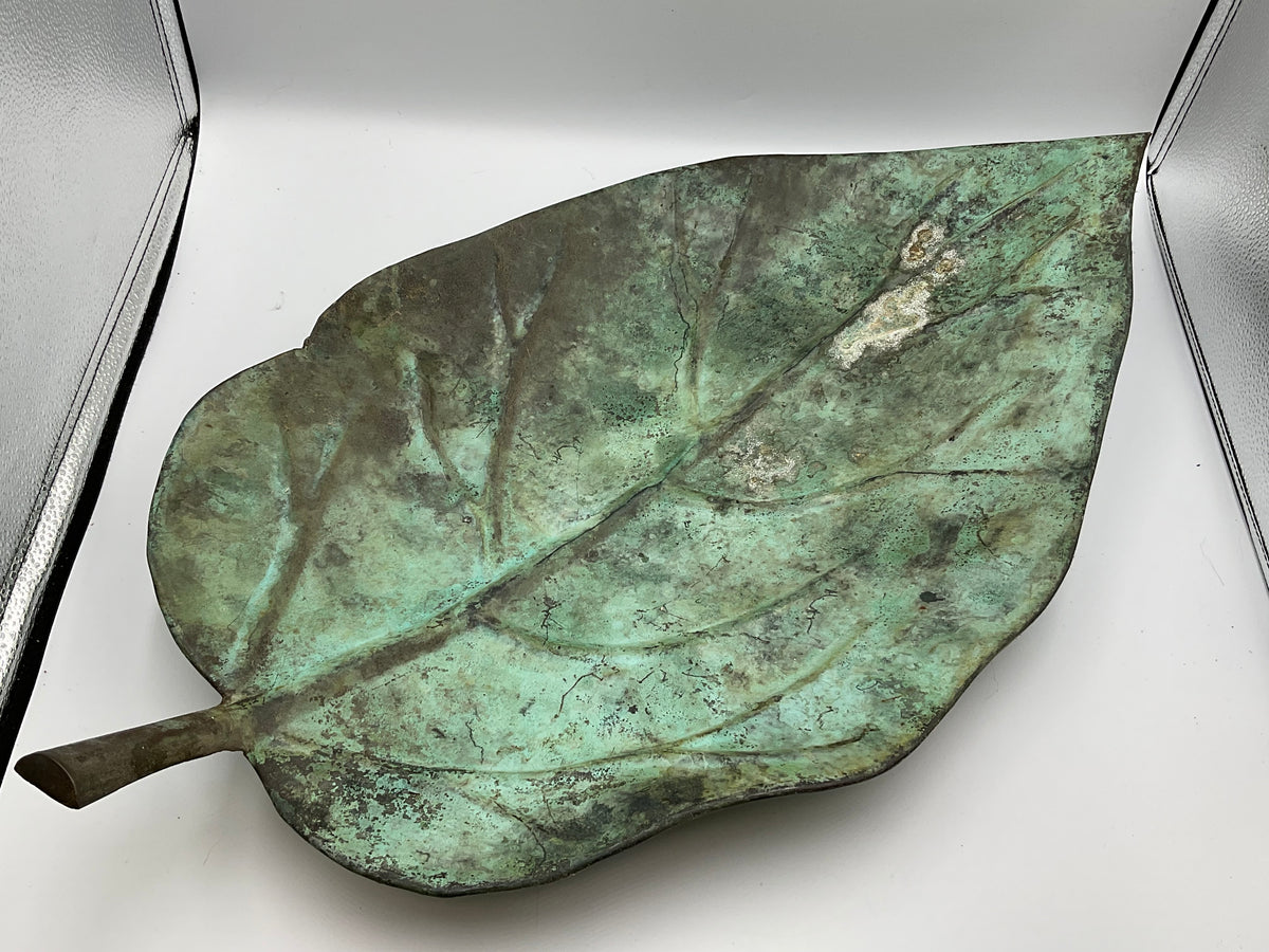 Brass Leaf Vintage Centerpiece Fruit Bowl Tray