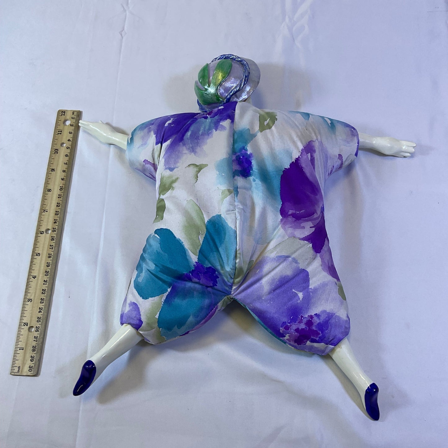 Poupee Millet Vintage Purple Floral Art Doll Handmade in France