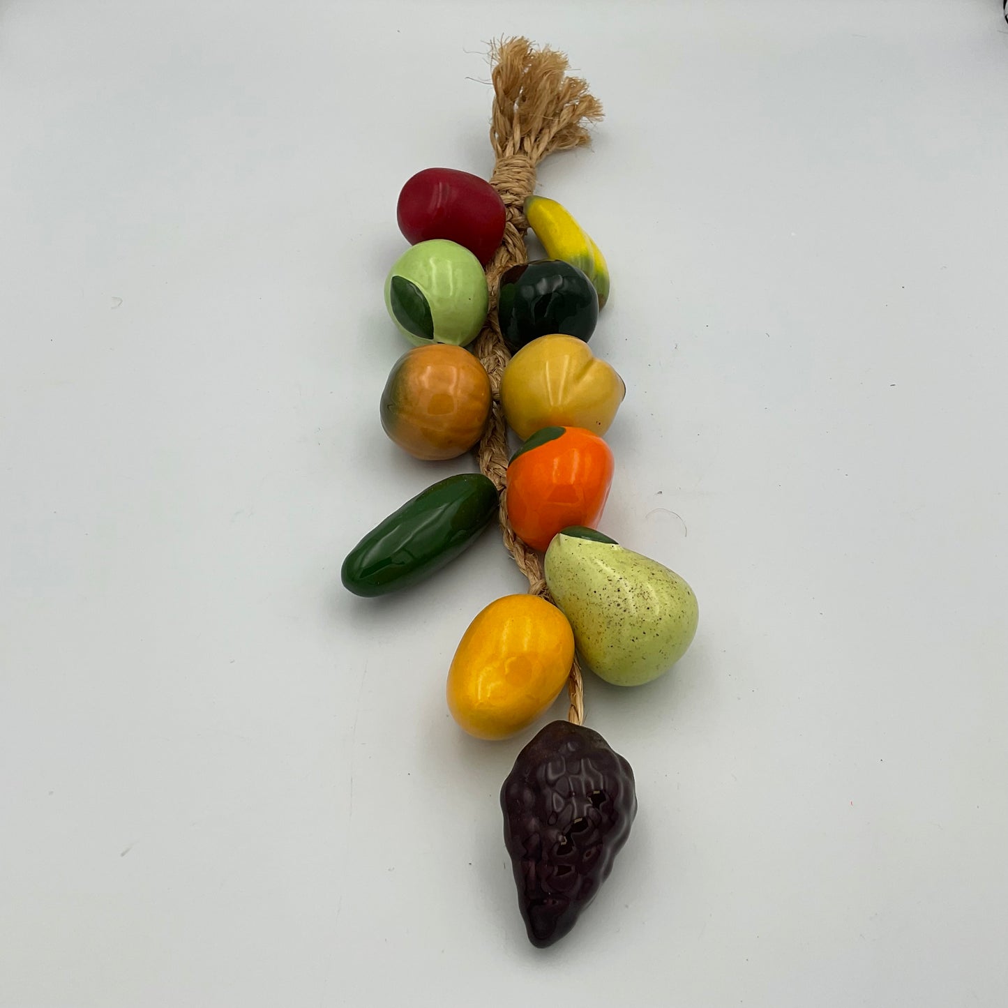 Pair Ceramic Fruit Vegetable on Jute Braid