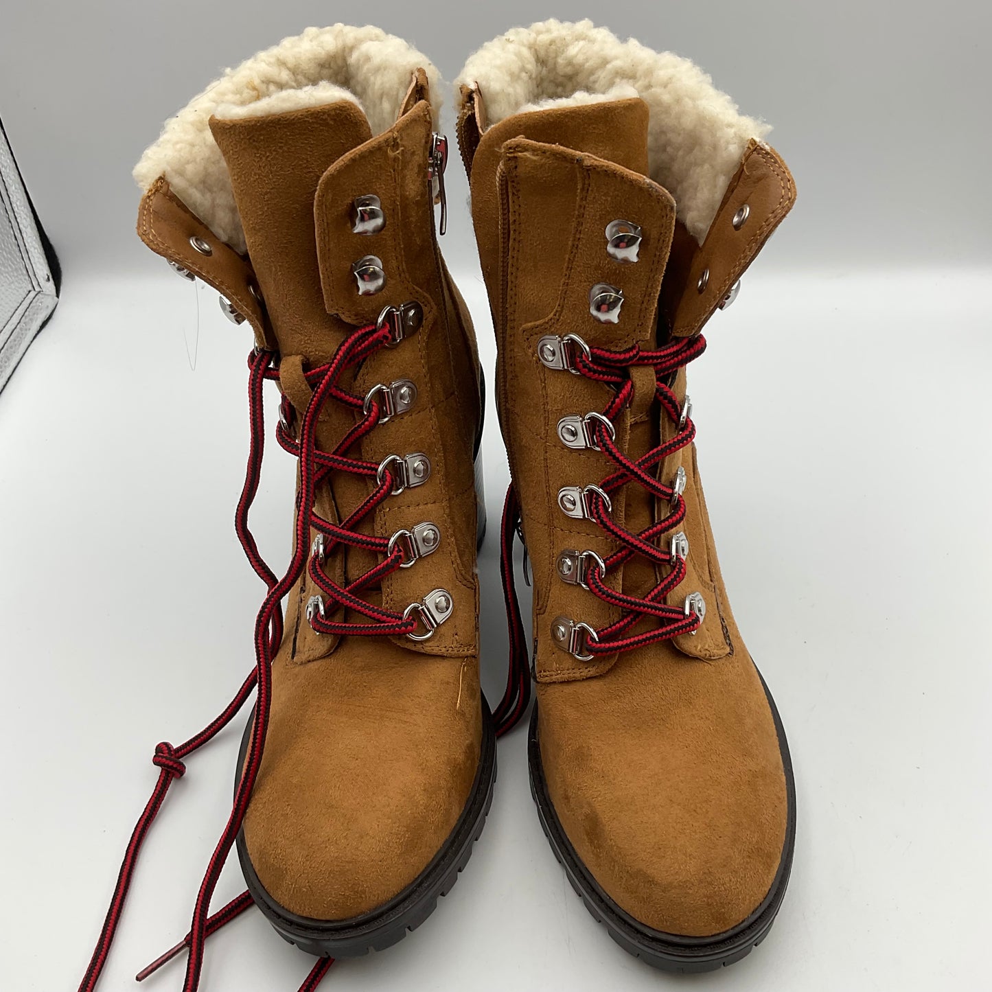 Nine West Brown High Heel Boots With Faux Fur