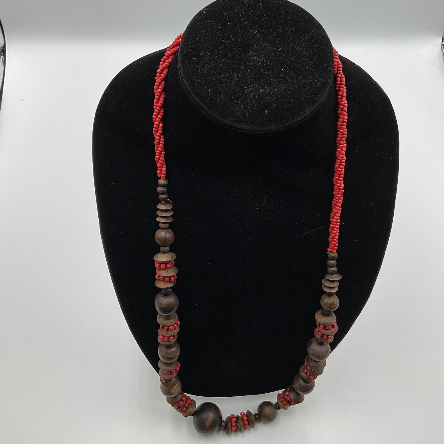 Red/Brown Ball Design Beaded Necklace