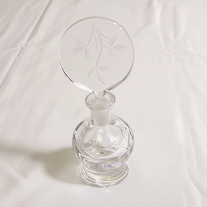 Irice Vintage Clear Cut Crystal Pressed Glass Perfume Bottle with Stopper