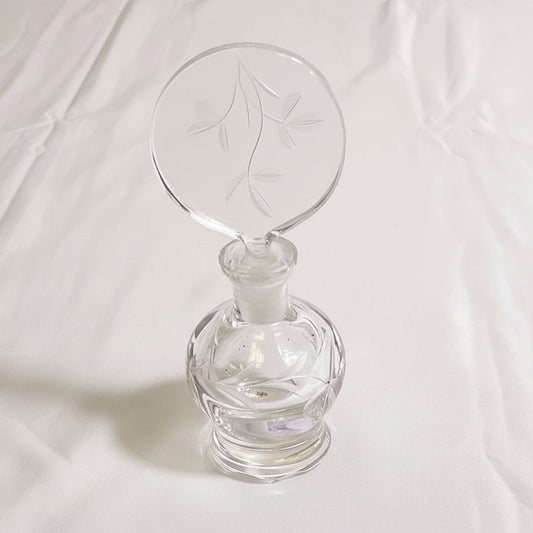 Irice Vintage Clear Cut Crystal Pressed Glass Perfume Bottle with Stopper