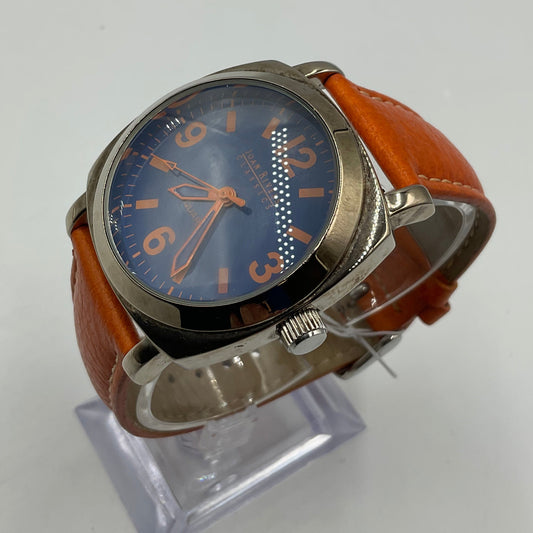 Joan Rivers Classic Watch Blue Face Orange Leather Band New Battery