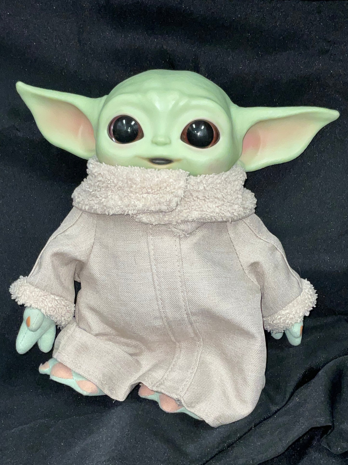 Star Wars The Mandalorian Grogu Plush 11” Doll Tan Robe Soft Body Firm Head