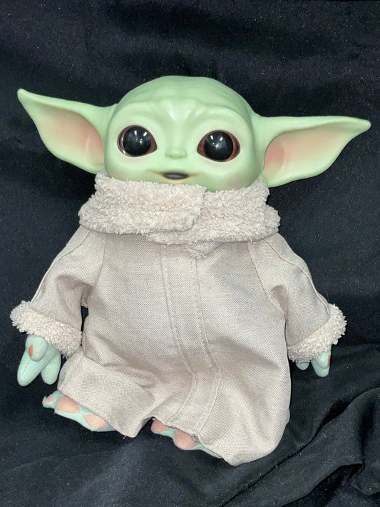 Star Wars The Mandalorian Grogu Plush 11” Doll Tan Robe Soft Body Firm Head