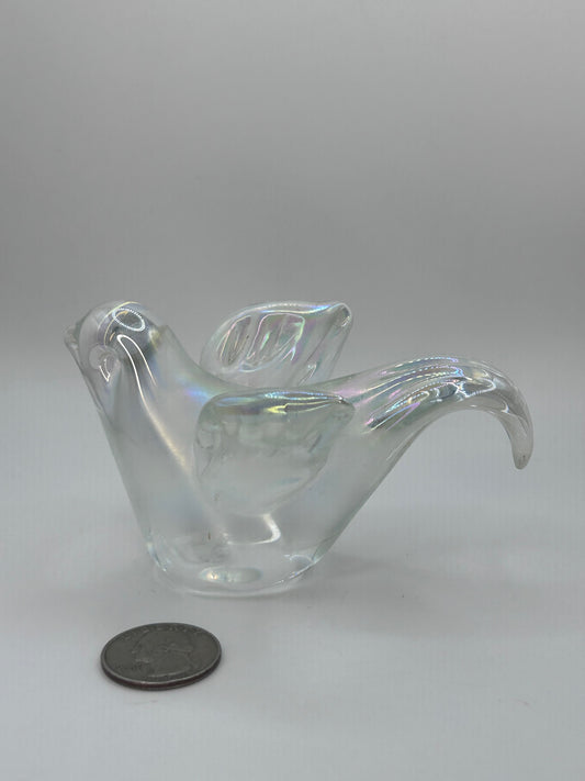 Iridescent Handmade Artisan Glass Bird Figurine