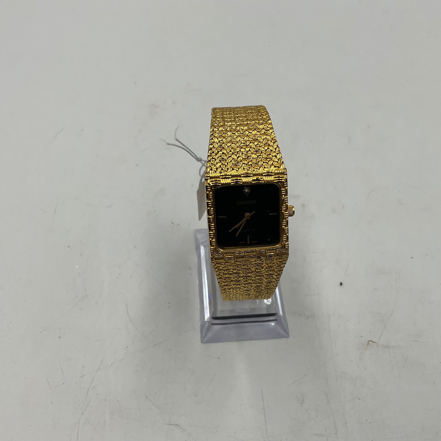 Edison Black Dial Gold Tone Quartz Japan Movt Tank Watch