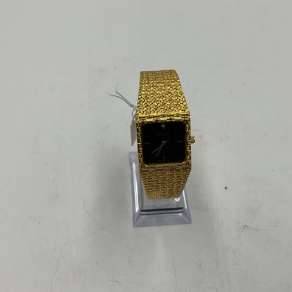 Edison Black Dial Gold Tone Quartz Japan Movt Tank Watch