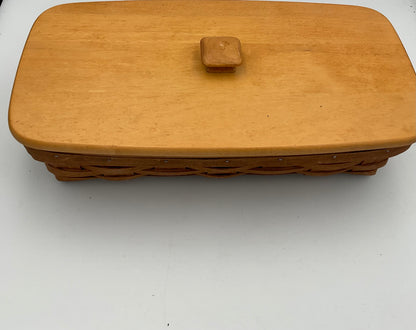 Longaberger Large Wooden Basket with Lid