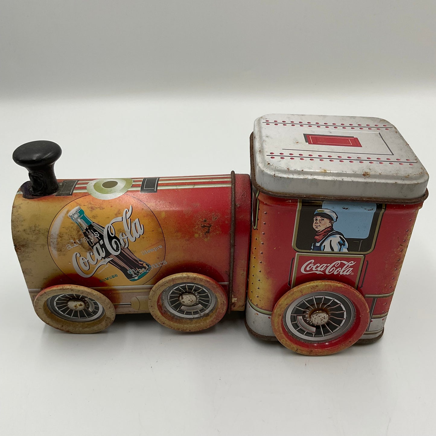 Vintage Coca-Cola Train Engine Tin Container