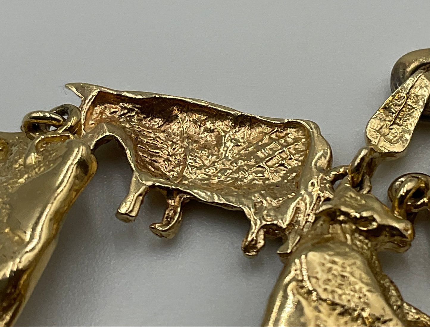 14K Gold Bull Charm Bracelet Jewelry 13.5g Grams