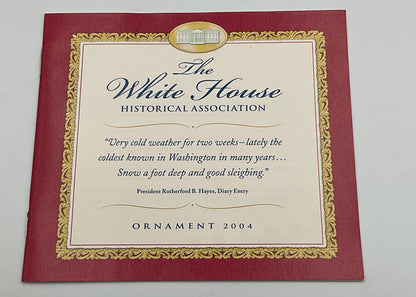 2004 Official White House Christmas Ornament Rutherford B Hayes Sleigh Box Booklet