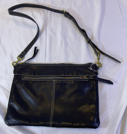 American Leather Co. Mercer Black Woven Shoulder Bag Bright Lining