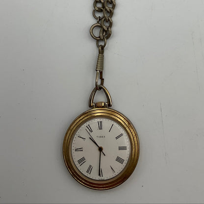 Vintage Timex Goldtone Pocket Watch Engraved Inscribed