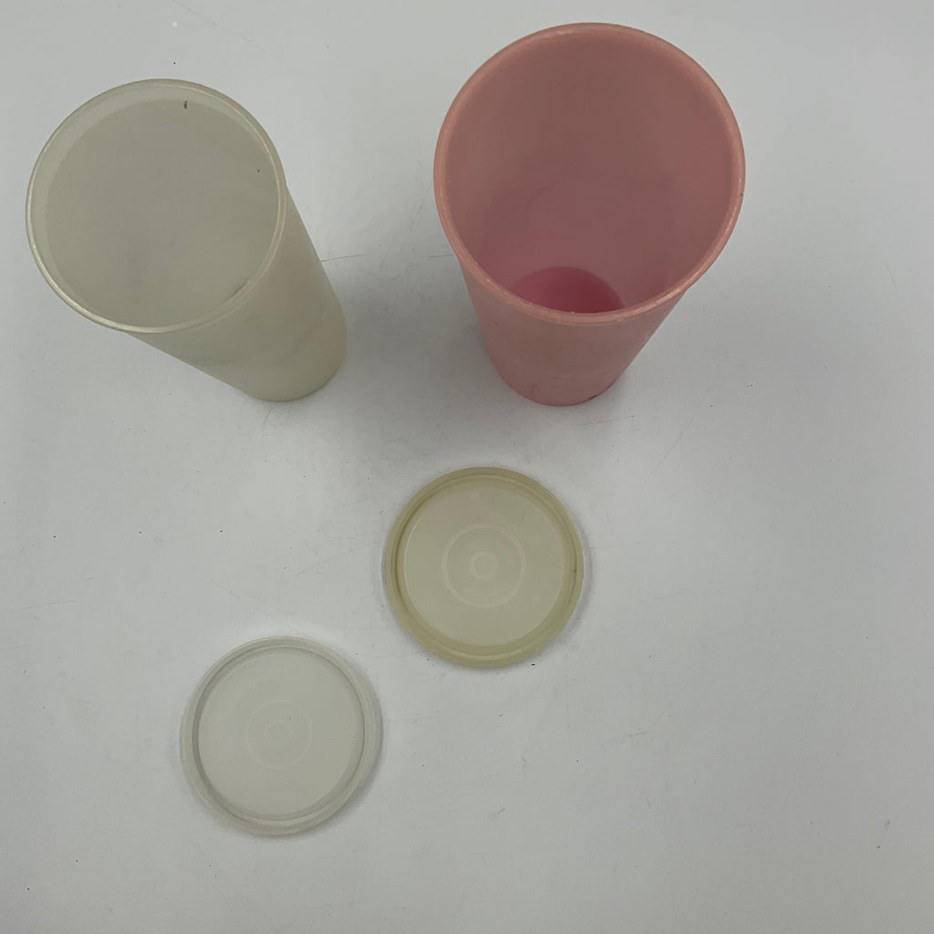Vintage Tupperware Plastic Tumblers Green & Pink Lidded
