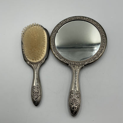 Vintage 3 Piece Vanity Set With Brush ,Comb , And Mirror