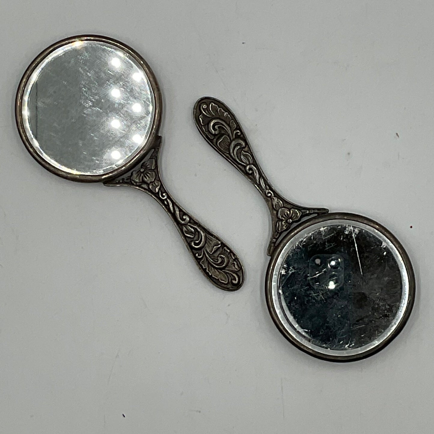 Ready JB Danish Silvertone Handheld Mirrors