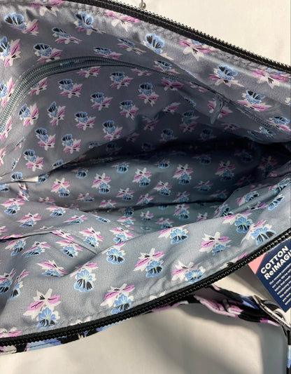 Vera Bradley Plum Pansies On the Go Crossbody Cotton Purse New with Tags 18in Strap