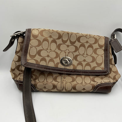 Coach Shoulder Bag Classic Signature Brown Canvas Pattern