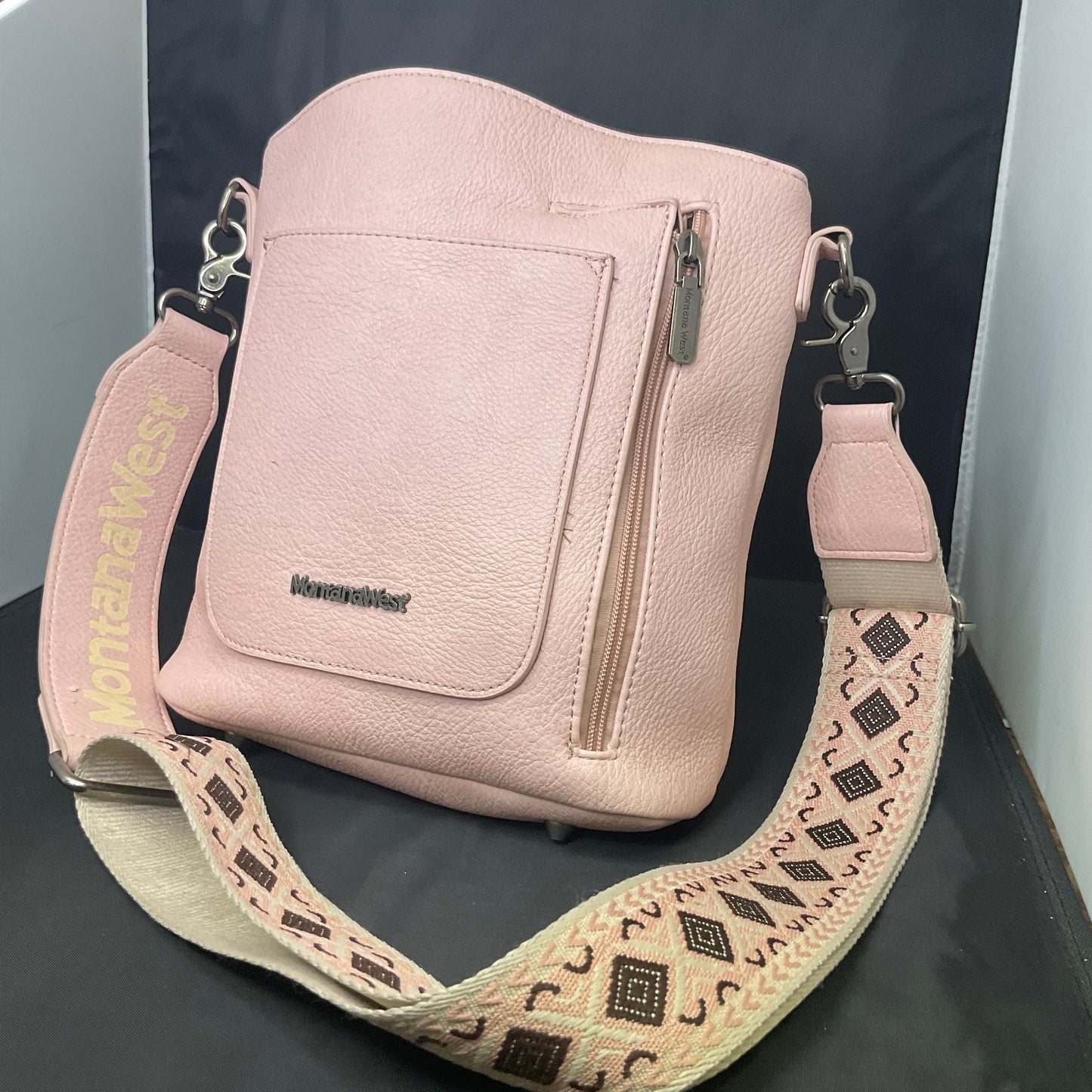 Rose Leather Montana West Crossbody Bag
