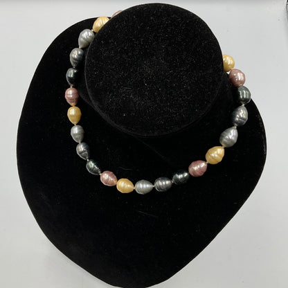 Multi Colored Egg Shape Bead Necklace