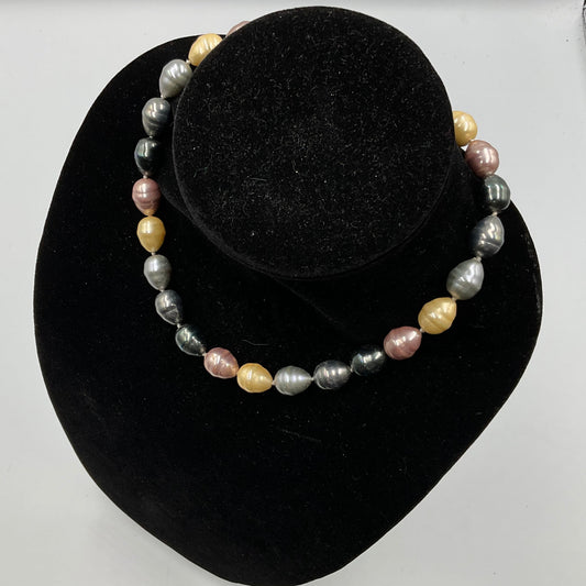Multi Colored Egg Shape Bead Necklace