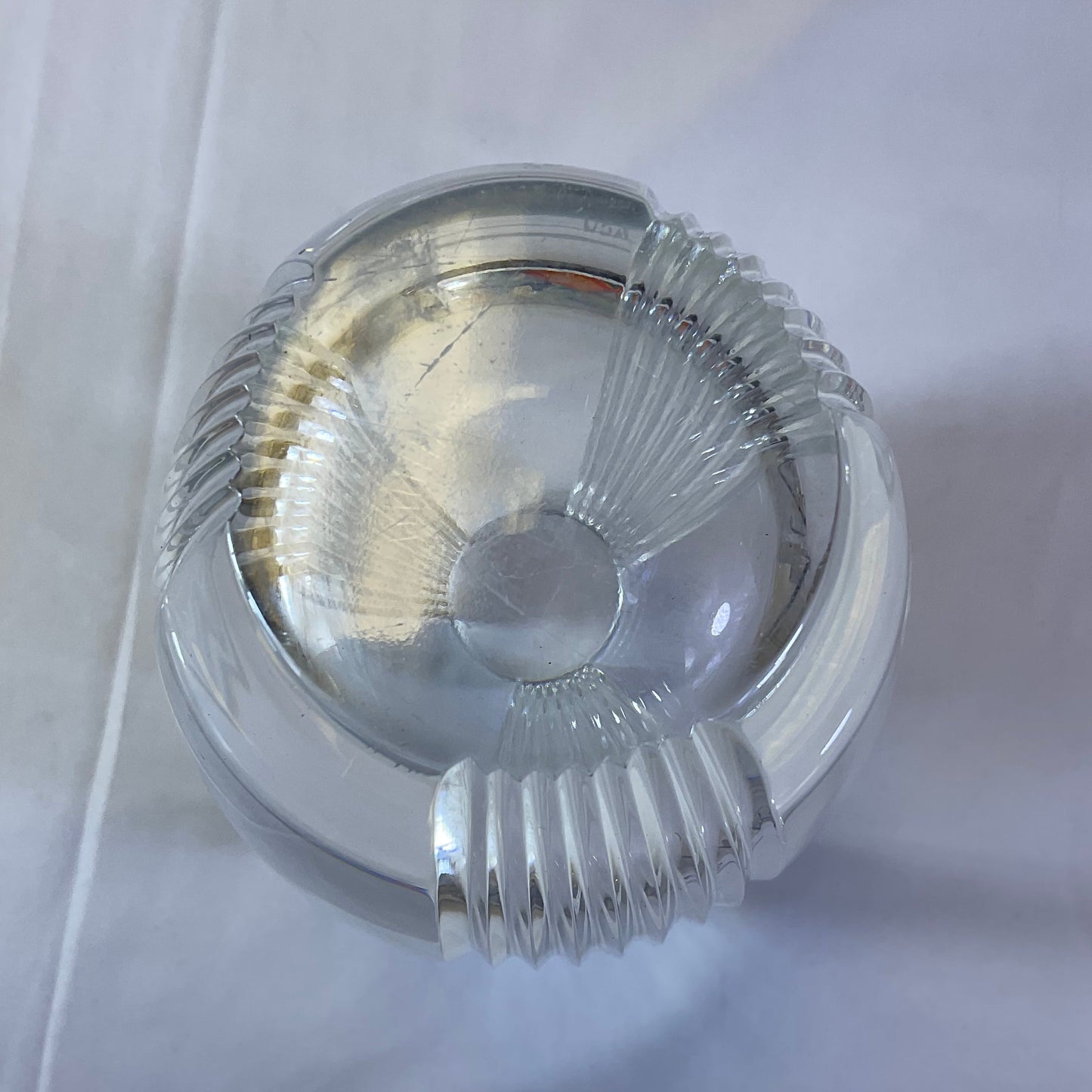 Lenox Crystal Vase Modern Contemporary Clear Ribbed Pinstripe Cut Glass Vase