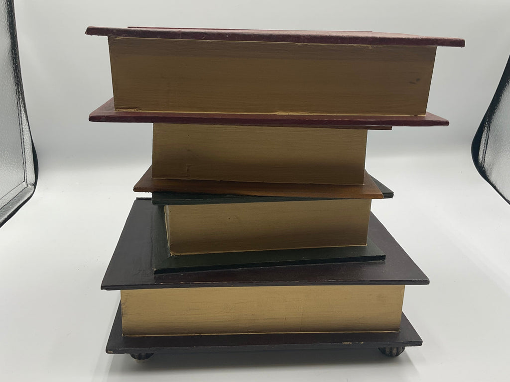 Stacked Faux Books Trinket Box Keepsakes Faux Leather Book Drawers