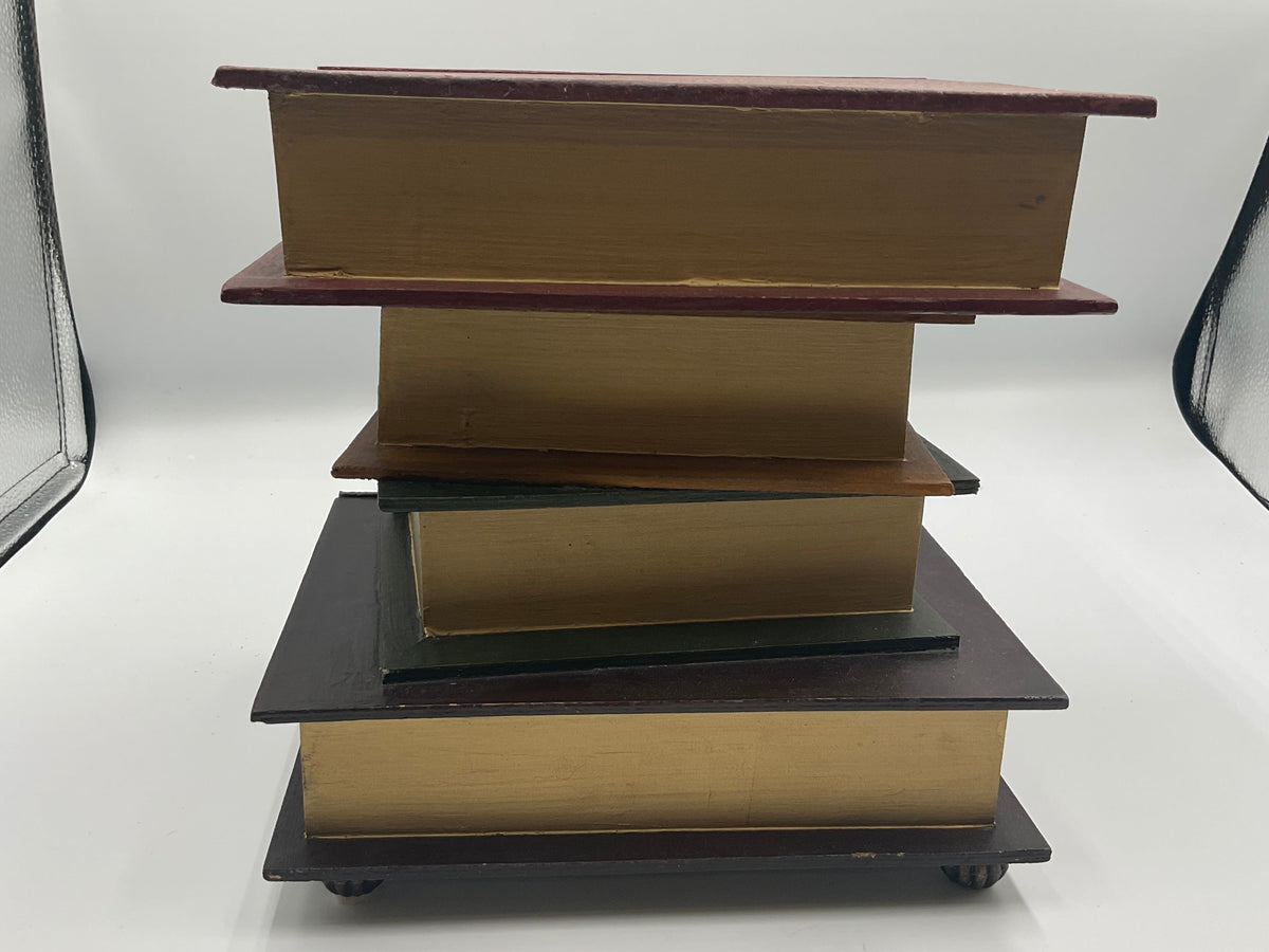 Stacked Faux Books Trinket Box Keepsakes Faux Leather Book Drawers