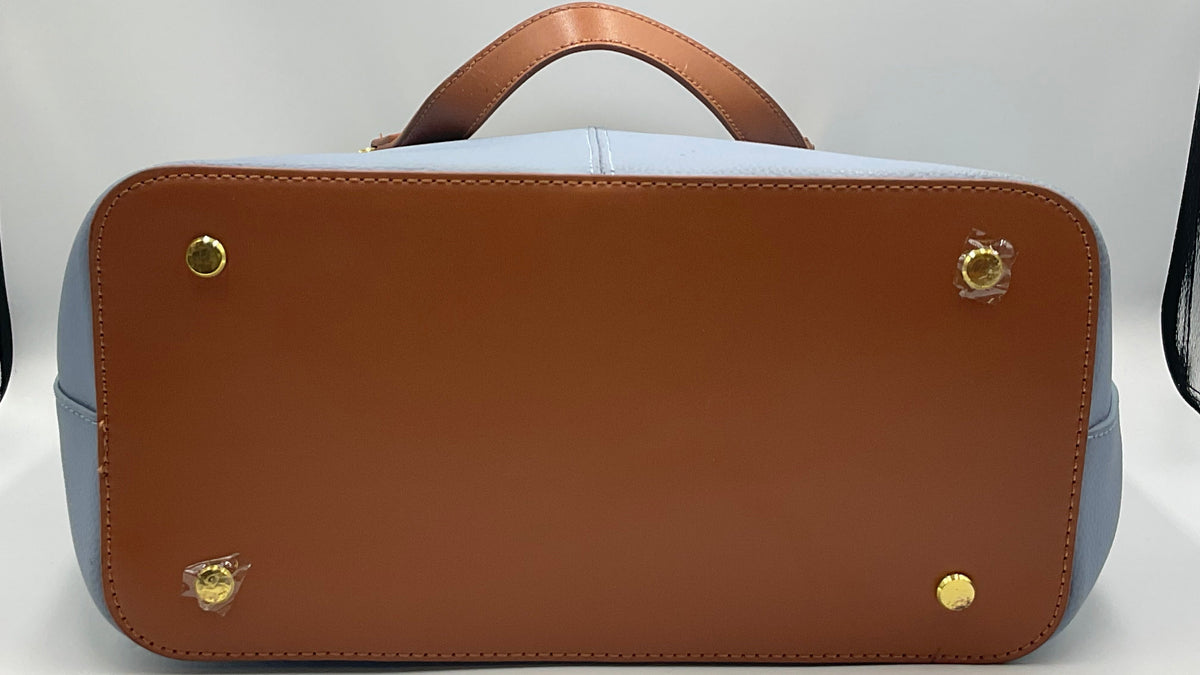 Joy & Iman Pebbled Leather Tote Bag Periwinkle Blue