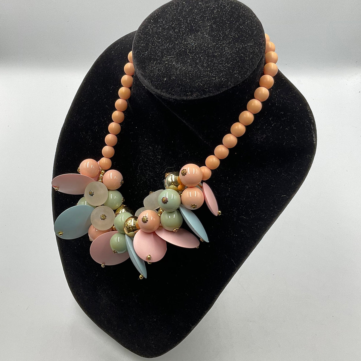 Abstract Pastel Plates Beads and Charms Beaded Necklace