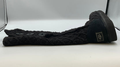 UGG Australia Classic Cardy Black Cable Knit 3 Button Boots Womens Size 8