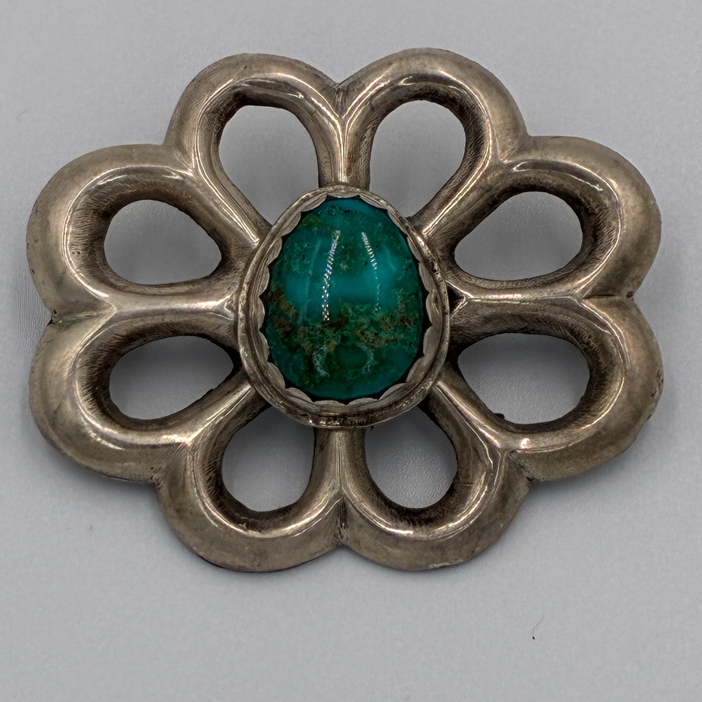 Vintage Brooch Wilford B Henry WBH Navajo Sterling Turquoise Openwork