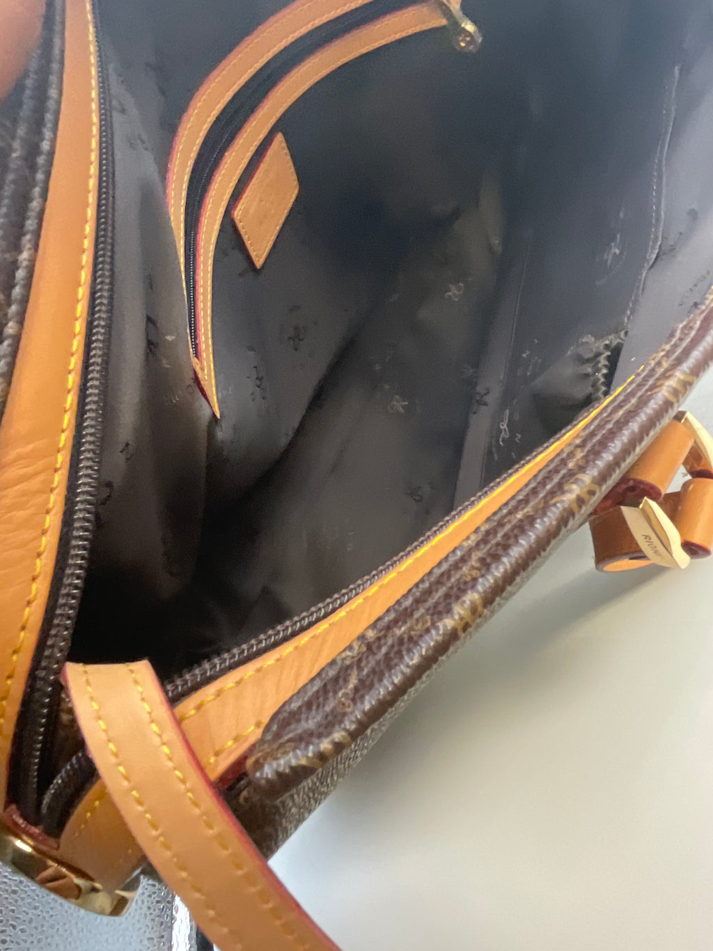 Rioni Moda Italia Tote Traveler Bag Espresso Brown Monogram STN-20033