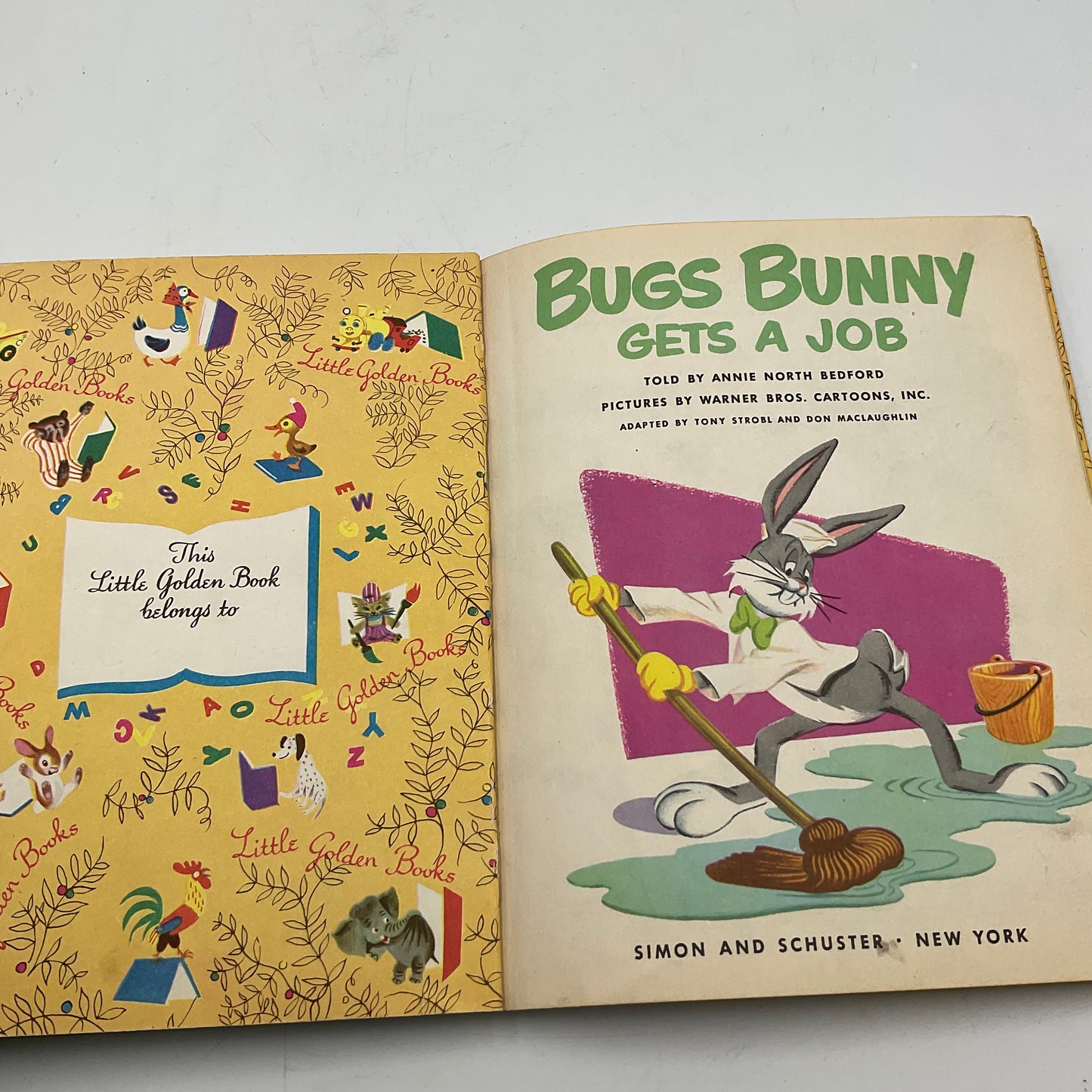 Bugs Bunny Gets a Job Vintage Little Golden Book Hardcover Childrens