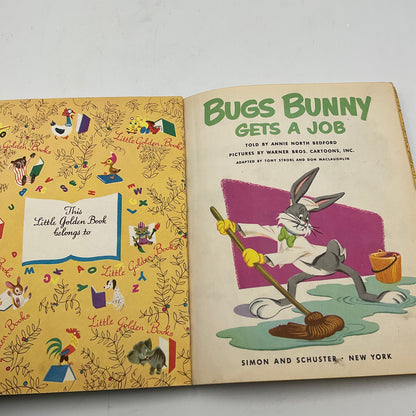 Bugs Bunny Gets a Job Vintage Little Golden Book Hardcover Childrens