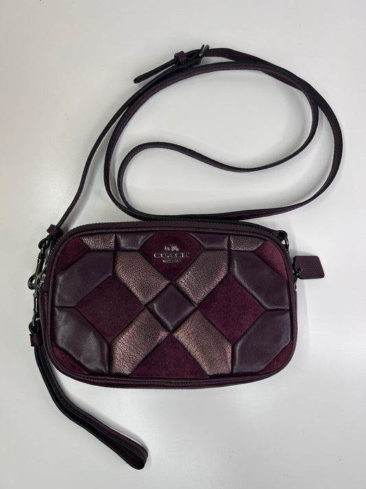 Coach Canyon Quilt Crossbody Clutch Wristlet Mixed Materials Pebble Leather Metallic Leather Suede