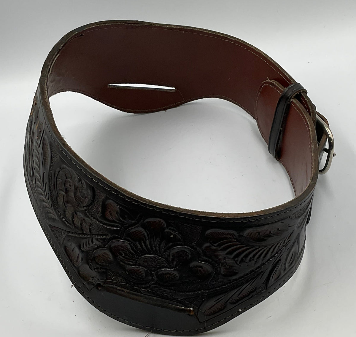 Hand-Tooled Leather Buscadero Rig Cowboy Fast-Draw Western Belt