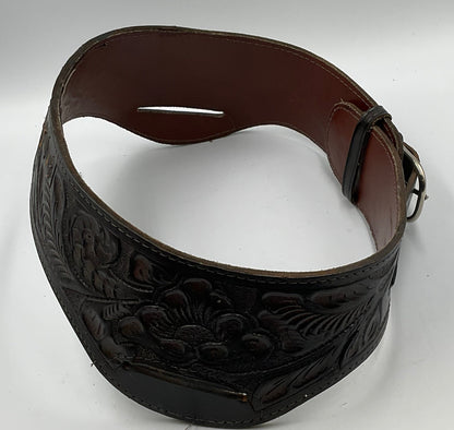Hand-Tooled Leather Buscadero Rig Cowboy Fast-Draw Western Belt