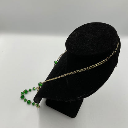 Emerald Green and Amythyst Color Goldtone Necklace Fashion Jewelry