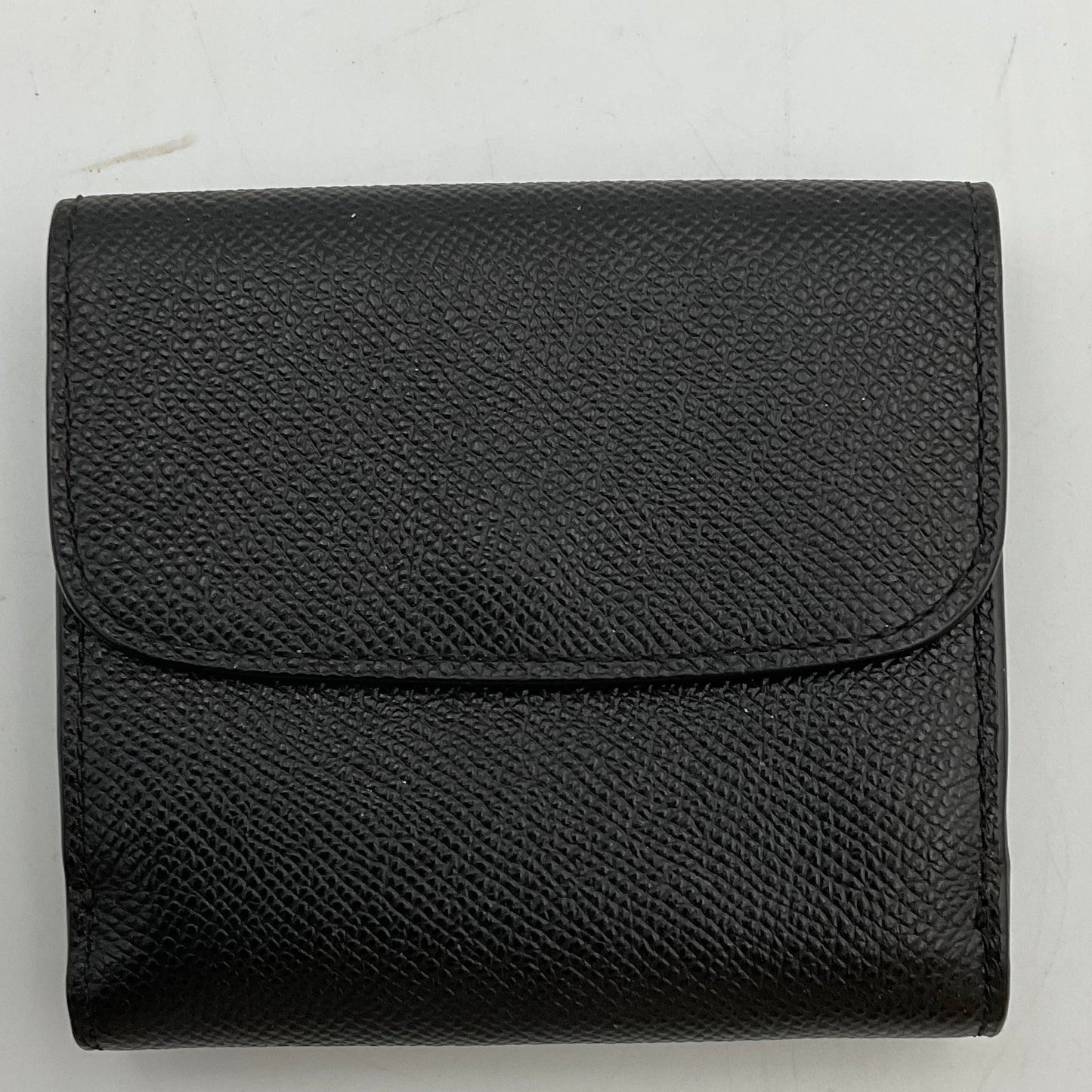 Coach Black Leather Trifold Wallet Cardholder Goldtone Accent Hardware