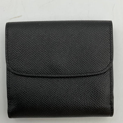 Coach Black Leather Trifold Wallet Cardholder Goldtone Accent Hardware