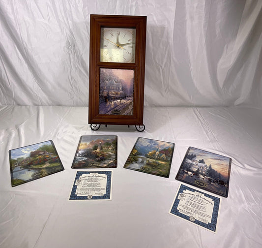 Thomas Kinkade Timeless Memories Seasons Clock with 5-Seasonal Kinkaid Plates
