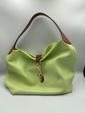 Dooney & Bourke Pebble Grain Logo Lock Shoulder Bag Lime Green with Pouch