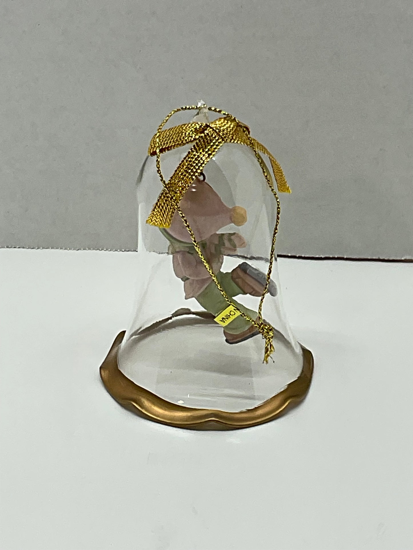 1994 Enesco Precious Moments "Dropping in for Christmas" Glass Bell Ornament
