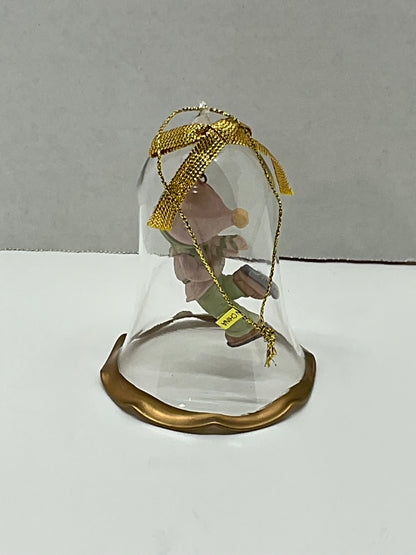 1994 Enesco Precious Moments "Dropping in for Christmas" Glass Bell Ornament