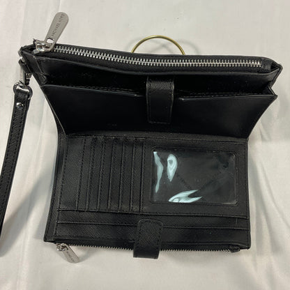 Michael Kors Signature Logo Double Sided Black Leather Zipper Clutch Wallet Carrier
