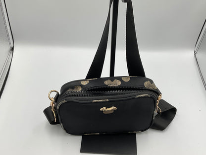 Disney Minnie Mouse Black And Gold Zipper Crossbody Belt Bag