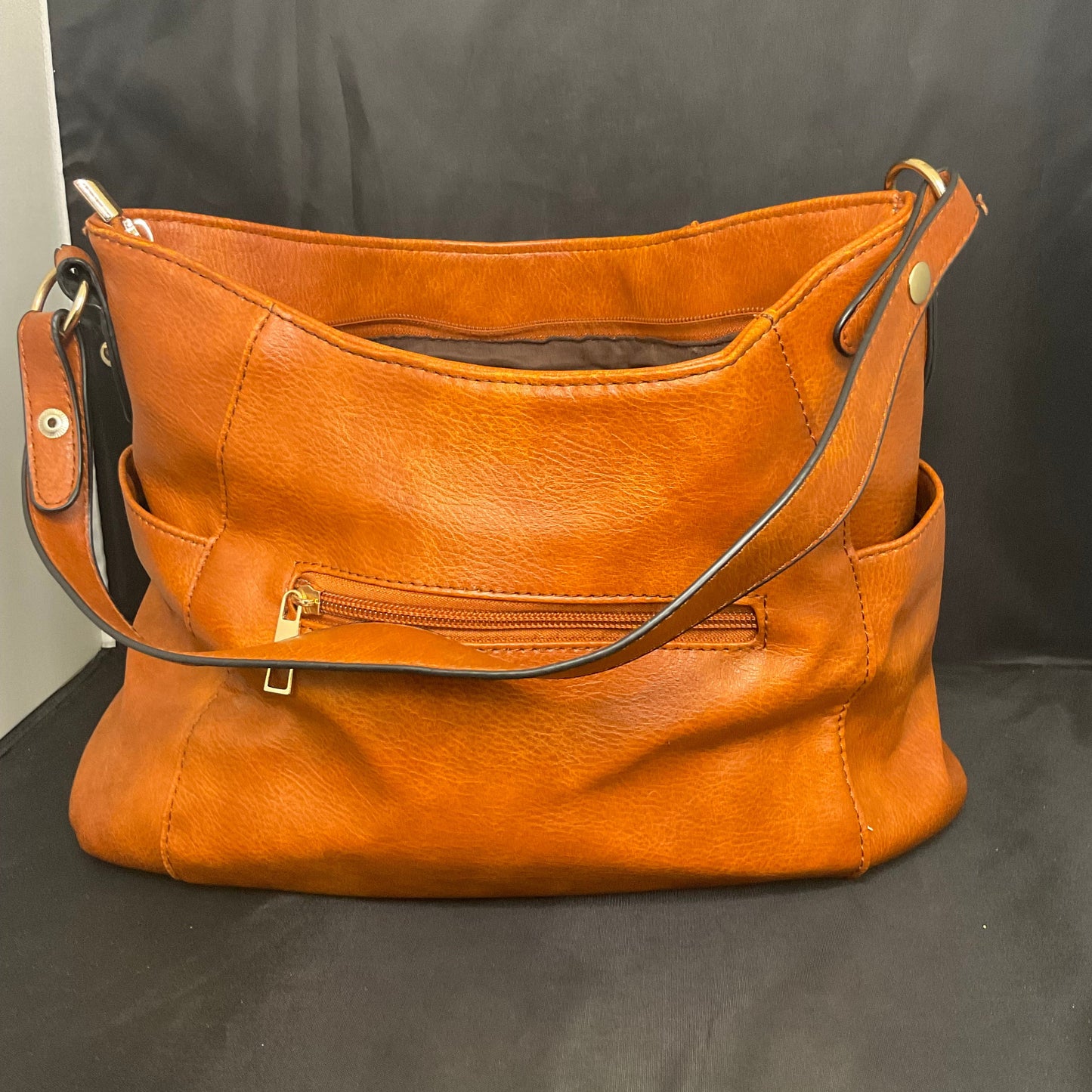 Brown Faux Leather Shoulder Purse